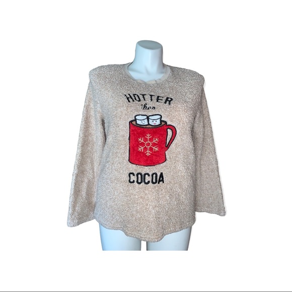 Secret Treasures SleepWear Cozy Sweater Hotter Then Cocoa Shirt, Size L (12-14) - Picture 10 of 10